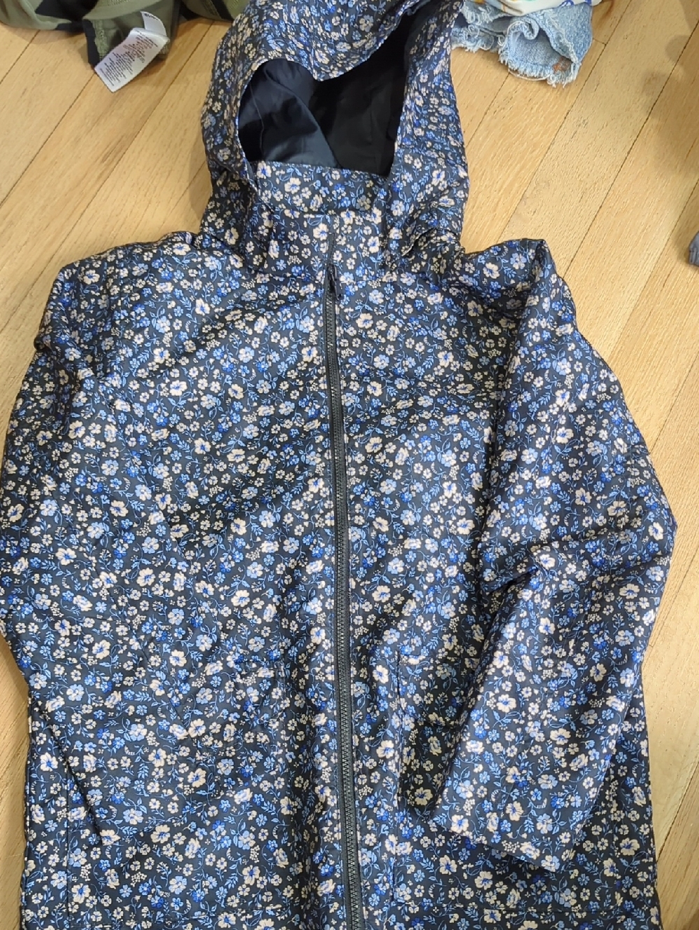 H&M Blue Floral Hooded Raincoat